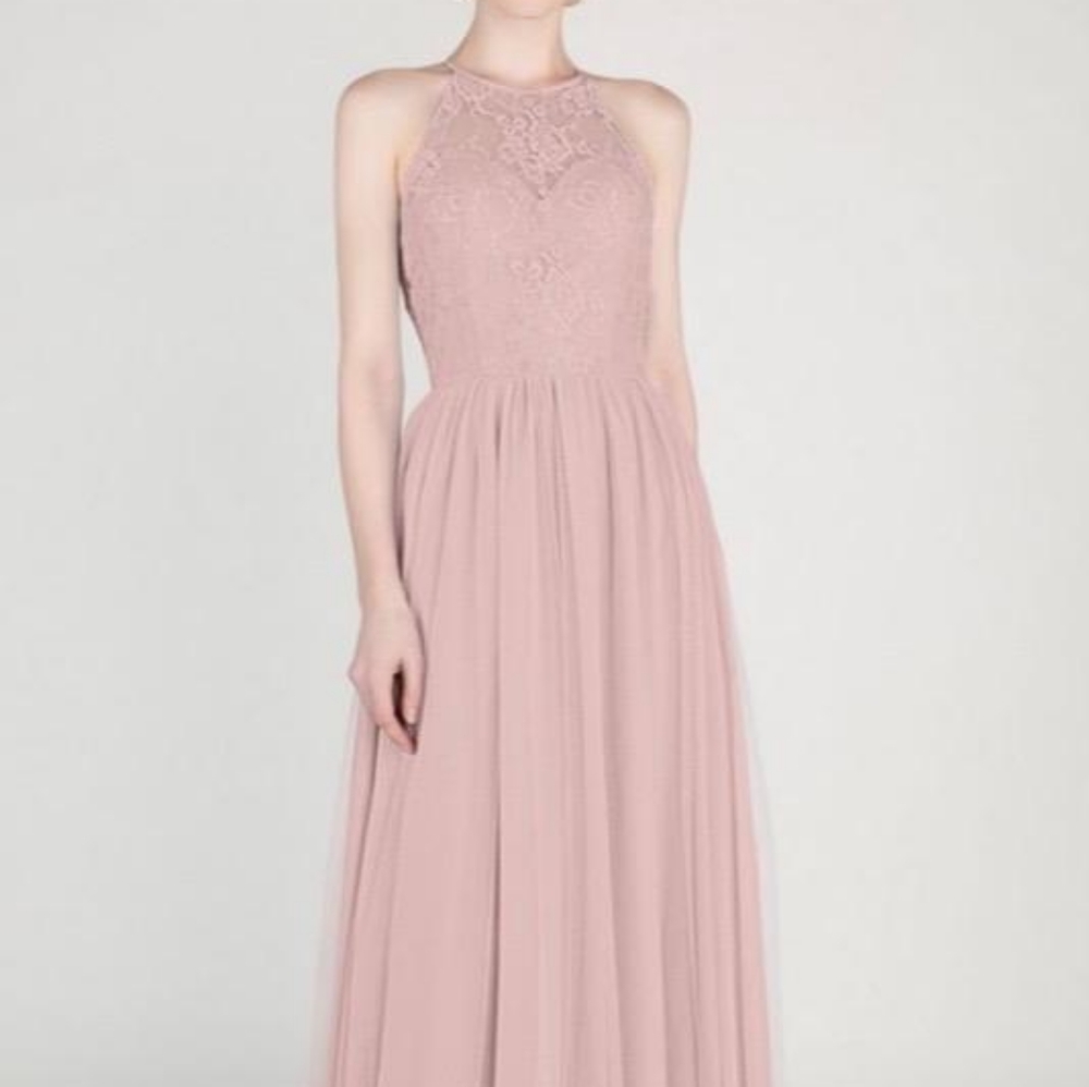 Halter Lace Tulle Bridesmaid Dress